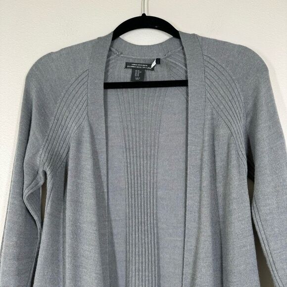 Tahari Merino Wool Blend Gray Duster Cardigan Sweater Women’s Size XS - Picture 2 of 5